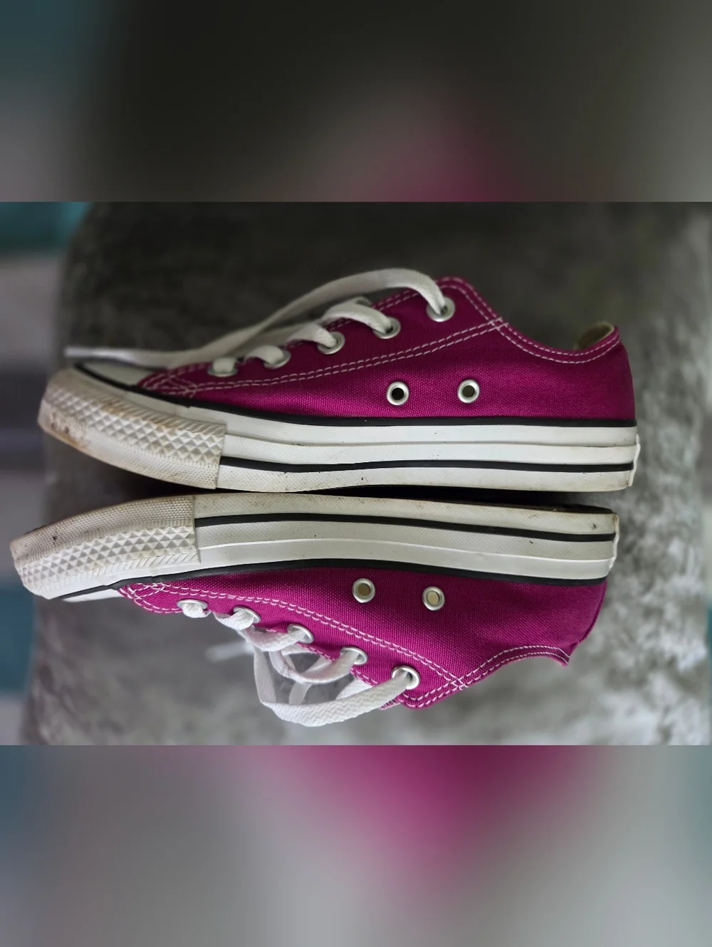 Converse Womens Low Top Sneakers - Magenta with White Accents - Picture 5 of 5